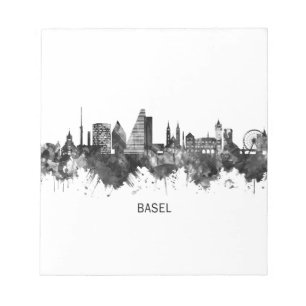 Basel Schweiz Skyline BW Notizblock