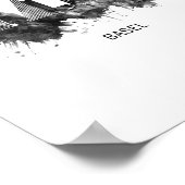 Basel Schweiz Skyline BW Poster (Ecke)