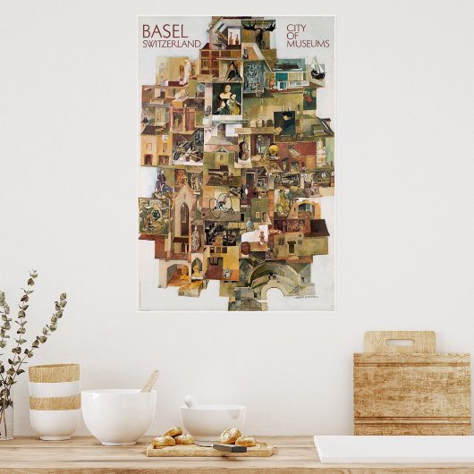 Basel. Schweiz, Stadt der Museen,Reiseplakat Poster (Küche)