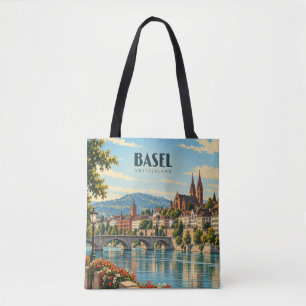 Basel Schweiz Vintage Reise Kunst Tasche