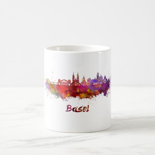 Basel skyline im Watercolor Kaffeetasse (Mittel)