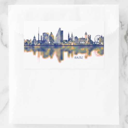 Basel Skyline Rechteckiger Aufkleber (Tasche)
