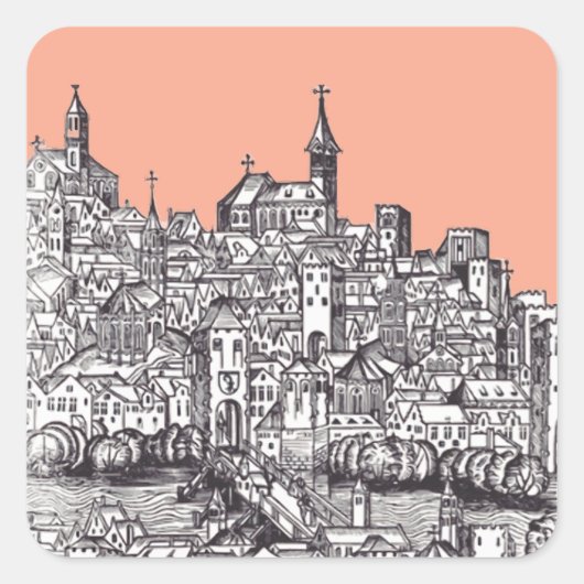 Basel Stadt im Nordwesten der Schweiz Quadratischer Aufkleber (Vorderseite)