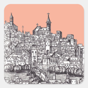 Basel Stadt in der Nordwestschweiz Quadratischer Aufkleber