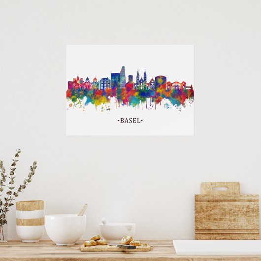 Basel Switzerland Skyline Poster (Küche)