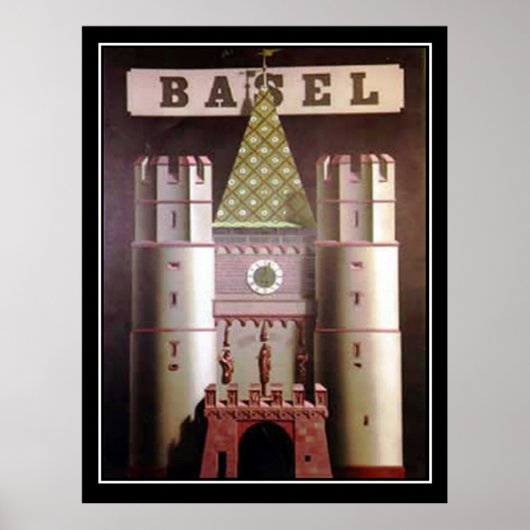 Basel Switzerland Vintage Travel Poster (Vorne)