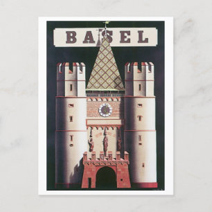 Basel Vintage-Reiseposter Postkarte