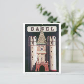 Basel Vintage Travel Poster Postkarte (Stehend Vorderseite)