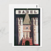 Basel Vintage Travel Poster Postkarte (Vorne/Hinten)