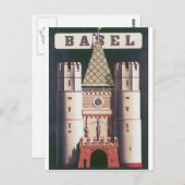 Basel Vintage Travel Poster Postkarte (Vorne/Hinten)