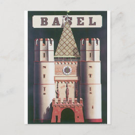 Basel Vintage Travel Poster Postkarte