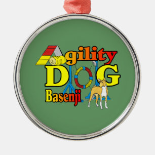 Basenji Agility Dog Silbernes Ornament