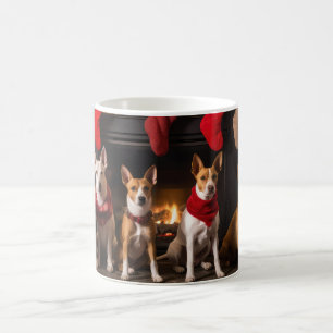 Basenji am Kamin Weihnachten Kaffeetasse