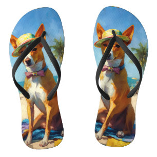 Basenji am Strand, Sommergeschenk für Hunde-Liebha Badesandalen