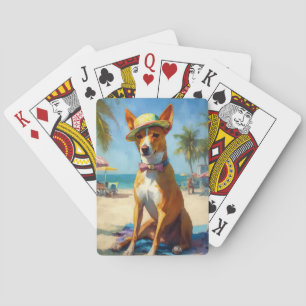 Basenji am Strand, Sommergeschenk für Hundebesitze Spielkarten