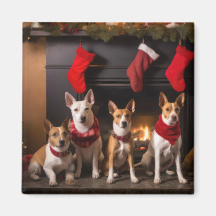 Basenji an der Weihnachtsfeier am Feuerplatz Magnet