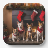 Basenji an der Weihnachtsfeier am Feuerplatz Pappteller (Vorderseite)