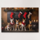 Basenji an der Weihnachtsfeier am Feuerplatz Puzzle (Horizontal)