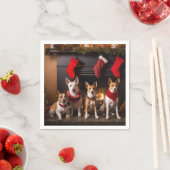 Basenji an der Weihnachtsfeier am Feuerplatz Serviette (Beispiel)