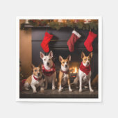 Basenji an der Weihnachtsfeier am Feuerplatz Serviette (Vorderseite)