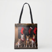 Basenji an der Weihnachtsfeier am Feuerplatz Tasche (Vorderseite)