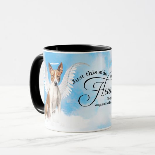 Basenji Angel Dog Heaven Personalized Memorial Tasse (Vorderseite Links)