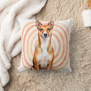 Basenji-Aquarell-Wellenmuster-Kunst Kissen