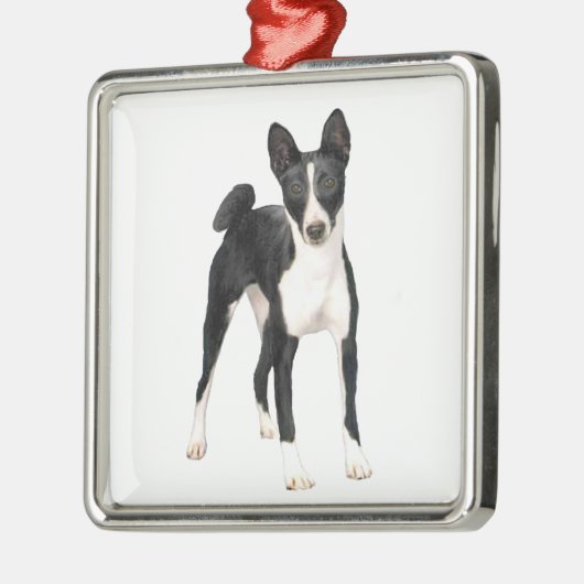 Basenji (B) - schwarz-weiß Ornament Aus Metall (Links)