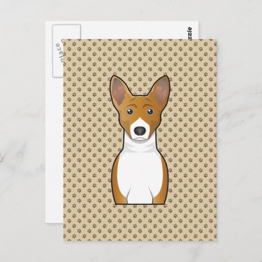 Basenji Cartoon Portrait Postkarte (Vorne/Hinten)