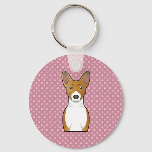Basenji-Cartoon Schlüsselanhänger (Vorderseite)