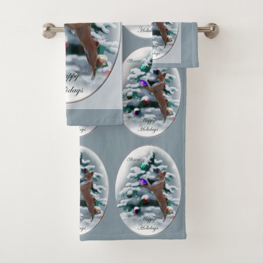 Basenji Christmas Badhandtuch Set (Insitu)