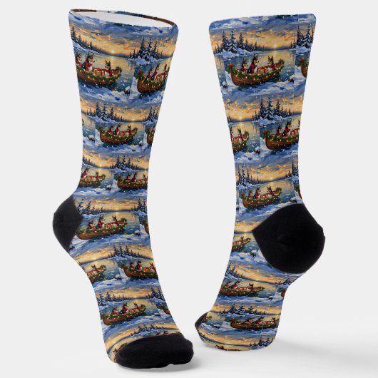 Basenji Christmas Boat Holiday Socken (Gewinkelt)