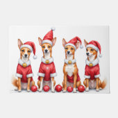 Basenji Christmas Dress Santa Hat Fußmatte (Vorderseite)