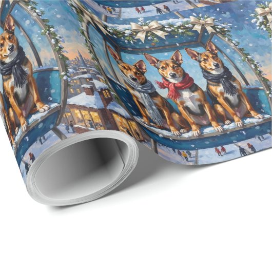 Basenji Christmas Ferris Wheel Carnival Holiday Geschenkpapier (Rolleneckpunkt)