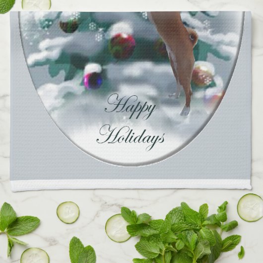 Basenji Christmas Geschirrtuch (Gefaltet)