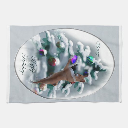 Basenji Christmas Geschirrtuch (Horizontal)