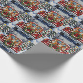 Basenji Christmas Red Truck Holiday Geschenkpapier (Ecke)