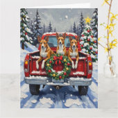 Basenji Christmas Red Truck Holiday Karte (Gelbe Blume)