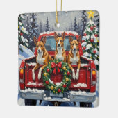 Basenji Christmas Red Truck Holiday Keramikornament (Links)