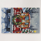 Basenji Christmas Red Truck Holiday Puzzle (Horizontal)