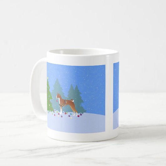 Basenji Dekorationsbaum im Wald Kaffeetasse (Vorderseite Links)