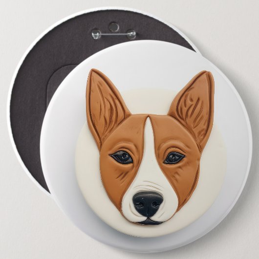 Basenji Dog 3D Inspiriert Button (Vorne & Hinten)