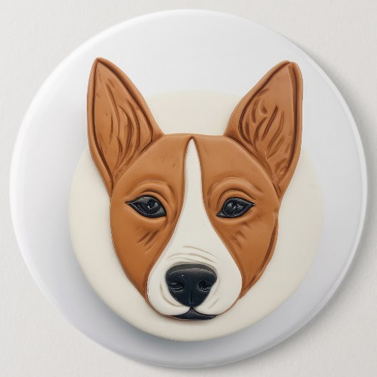 Basenji Dog 3D Inspiriert Button (Vorderseite)