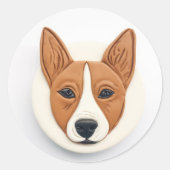 Basenji Dog 3D Inspiriert Runder Aufkleber (Vorderseite)