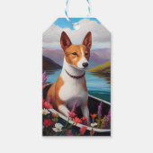 Basenji Dog auf einem Paddel: Ein Landschaftliches Geschenkanhänger (Vorderseite)