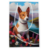 Basenji Dog auf einem Paddel: Ein Landschaftliches Mittlere Geschenktüte (Vorderseite)