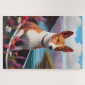 Basenji Dog auf einem Paddel: Ein Landschaftliches Puzzle (Horizontal)
