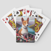 Basenji Dog auf einem Paddel: Ein Landschaftliches Spielkarten (Rückseite)