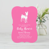 Basenji Dog Baby Shower Girl Pink Einladung (Stehend Vorderseite)