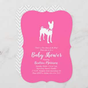 Basenji Dog Baby Shower Girl Pink Einladung